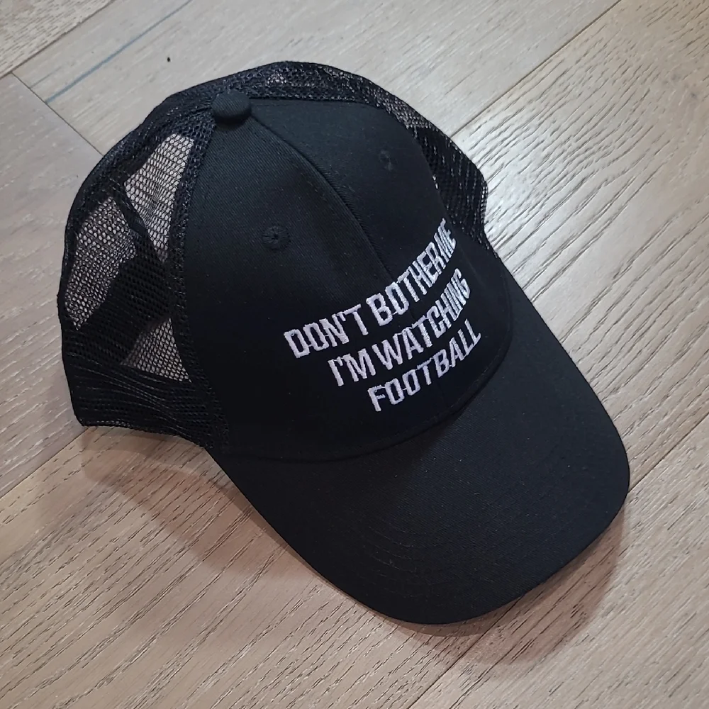 NIB Football Snap Back Hat Embroidered Football Saying on Black Baseball Hat